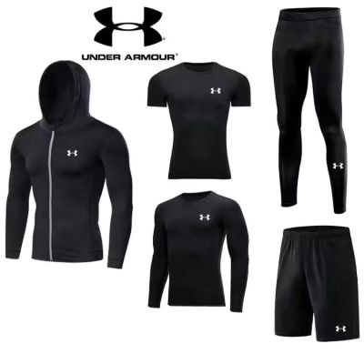 ▫ hnf531 Under Armour UA sportswear ชุดสูทผู้ชาย การฝึกบาสเก็ตบอล วิ่ง เสื้อผ้าที่แห้งเร็ว รัดรูป อุปกรณ์ตรวจร่างกาย ยิม ชุดแขนสั้น