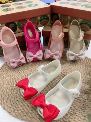 【Free Shipping】2023Melissaˉ Childrens Shoes Girls Sandals Mini Bow Fish Mouth Soft Sole Shoes Fragrant Shoes Women