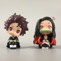 【cw】 Ghost Killing Blade Q Version Sitting Tanjirou Mi Beans Car Cartoon Ornaments Cake Ornaments Doll Capsule Toy 【hot】