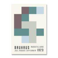 โปสเตอร์นิทรรศการยอดนิยม Bauhaus แบบวินเทจพิมพ์ลายยอดขายของผลิตภัณฑ์ที่เขียวชอุ่มตลอดปีมีผ้าใบวาดภาพสูงสีดำและสีขาวทันสมัยตกแต่งผนังงานศิลปะที่เรียบง่าย23N 1107