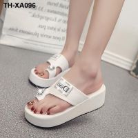 Han edition antiskid flat wedge slippers female summer set toe flip-flops wears outside large base diamond high heels