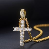 Hiphop Cross Pendant Necklace For Women Jewelry Female Statement Men Iced Out Chain Wholesale Gold Color Homme Jewellery HP003 Fashion Chain Necklaces