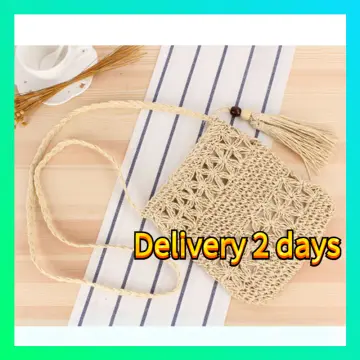 Women Summer Straw Shoulder Bags Female Hand-Woven Beach Crossbody