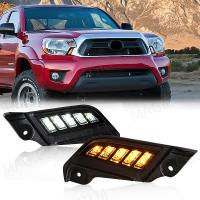 ♘ For Toyota Tacoma 2012 2013 2014 2015 LED DRL Daytime Running Light White Daylights Yellow Turn Signal Lamp 12V Car Accessories