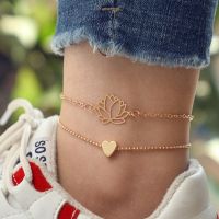 【CW】☾  layer Anklet Woman Footwear Leg Female Foot Jewelry Beach Accessories