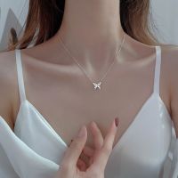 Shiny Zircon Butterfly Pendant Necklace Ladies Exquisite Simple Clavicle Chain Friend Birthday Gift Jewelry anniversary