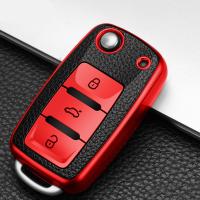 TPU Leather Car Key Cover Case for Volkswagen for VW Bora Polo Tiguan Jetta Passat B5 B6 B7 Golf Beetle for Skoda Octavia