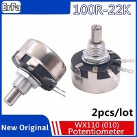 2pcs WX110 WX010 Round Metal Shaft Single Turn Wire resistor Wound Potentiometer 100R 470R 1k 2.2k 3.3k 4.7K 5.6k 6.8k 10k 22k