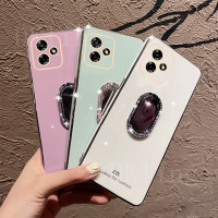 ใหม่ปลอกอ่อนชุบด้วยไฟฟ้าสำหรับ OPPO Realme C53หรูหราปกป้องเลนส์เคสโทรศัพท์ REALMEC53ฝาหลังกันชน2023พร้อมที่วางลวดดัดฟันเพชรแวววาว