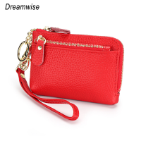 top●Dreamrwise Coin Purse for Women Genuine Cow Leather Simple Hand Carry Small Wallet Purse Ladies Zipper Card Holder Purses