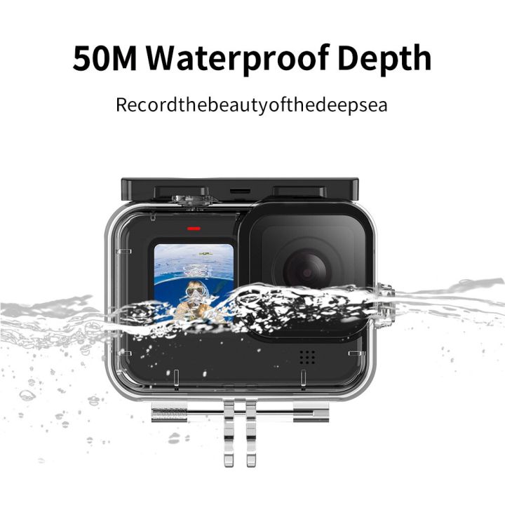 เคสกระเป๋ากล้องกันน้ำใต้น้ำพร้อมเคสห่อหุ้มดำน้ำ-telescopro-hero-11-10-9กล้องแอ็กชันสีดำ