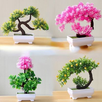 Multicolor bonsai Artificial Plants small tree art home/garden Party/desk deco fake Flowers Potted plants craft supplies 1pc