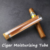 Cuban Ciga Tube Portable Glass Cigare Case Travel Humidor Robusto Moisturizing Storage Box Built-in Cedar Wood Chips