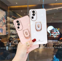 เคส OPPO Reno10 Pro + Plus A78 NFC 4G 5G เคสโทรศัพท์ดีไซน์ใหม่ ฝาครอบเนื้อนิ่ม TPU ซิลิโคนชุบโลหะด้วยไฟฟ้าสีลูกอมสำหรับเยาวชนพร้อมที่ตั้งรูปหมีการ์ตูน Case 2023