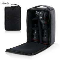 AMELY กล้อง DSLR สีดำกันตกเคสพกพาแบบดิจิตอลกล้องวีดีโอหนาพิเศษใส่กระเป๋ากล้องอุปกรณ์ป้องกันเลนส์ช่องใส่ด้านในของกระเป๋ากล้องเบาะแทรกกระเป๋าถือ