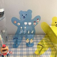 【LZ】┋▽  Acrílico Cute Bear Earring Display Stand Armazenamento de suspensão transparente Organizador de clipe de orelha Suporte de brinco Ornamentos de jóias