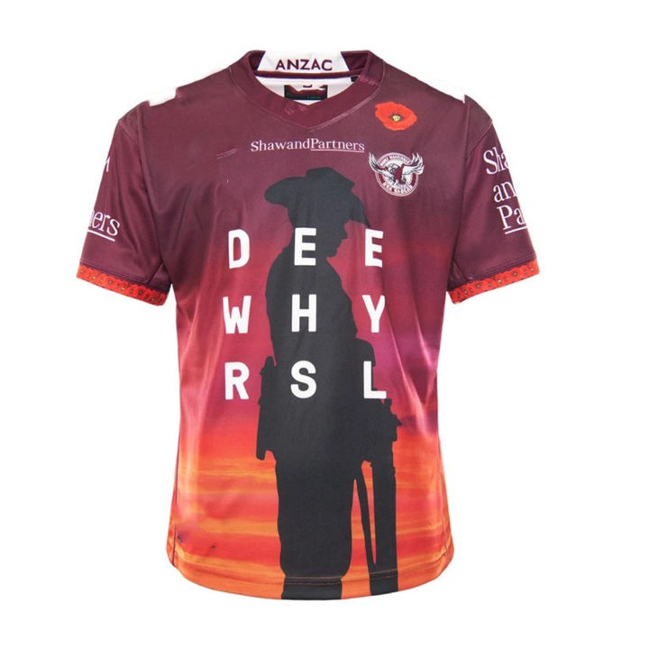 Manly Warringah Sea Eagles ANZAC Rugby Jersey Sport Shirt S-5XL