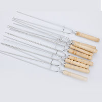 510pcs Stainless Steel Sticks Skewer with Wooden Handle Washable Non-Slip BBQ Needle Outdoor Camping Garden Barbecue Tool