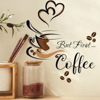 Coffee Cup Pattern Wall Stickers Cafe Living Room Decor Sticker Creative Art English Home Decoration Self-adhesive Wallpaper Wall Stickers  Decals