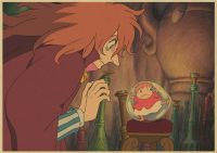 โปสเตอร์วินเทจ Ponyo On The Cliff Hayao Miyazaki โปสเตอร์สติกเกอร์ติดกำแพงย้อนยุคการตกแต่งบ้านภาพวาดตกแต่ง69F 0706