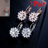 Delysia King Fancy Crystal Flower Stud Earrings for Women Girls Jewellery