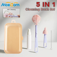 NiceBorn 5 in 1 Silicone Bottle Brush Set Baby Travel Bottle Cleaner Set