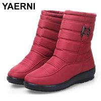 YAERNI female boots 2021 new winter snow boots warm fur ankle boots for women wedge heel shoes winter boots zipper boots