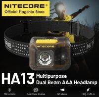 2023 Nitecore ไฟหน้า LED HA13 แหล่งจ่ายไฟแบบคู่350ลูเมนสำหรับตั้งแคมป์ไฟทำงานกลางคืนไฟฉายแบบคาดศีรษะวิ่งแบตเตอรี่ AAA