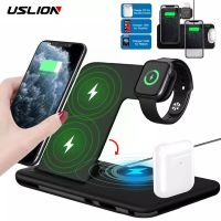 ZZOOI 15W Qi Fast Wireless Charger Stand For iPhone 11 XR X 8 Apple Watch 4 in 1 Foldable Charging Dock Station for Airpods Pro iWatch