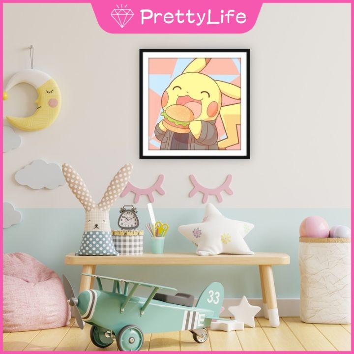 pl-ready-stock-ภาพวาดเพชร5d-diy-pikachu-การ์ตูนผ้าใบเพชรภาพวาดภายในบ้านภาพวาดการ์ตูนตกแต่งบ้าน30x30cm