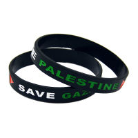 OBH 50PCS Save Gaza Bracelet Free Palestine Silicone Wristband Triangle Logo Black and White