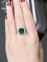 Created Emerald Gemstone Ring 925 Sterling Silver Party For Women Anniversary Gifts Green Stone Female Gothic Retro Charm