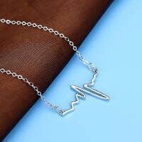 [COD] fashion heart-shaped electrocardiogram platinum-plated necklace female ing style personality all-match love pendant cross-border supply