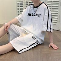 Fast Shipping Spot 2023 Summer New Set MenS Simple Casual Short -Sleeved Shorts Two -Piece Of Trendy Young People