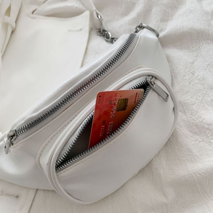 กระเป๋าแพ็คเข็มขัด2023ใบ-crossten-กระเป๋าคาดเอวแฟชั่นเข็มขัดคาดอกผู้หญิงกระเป๋าคาดไหล่กล้วยแข็งสีดำ