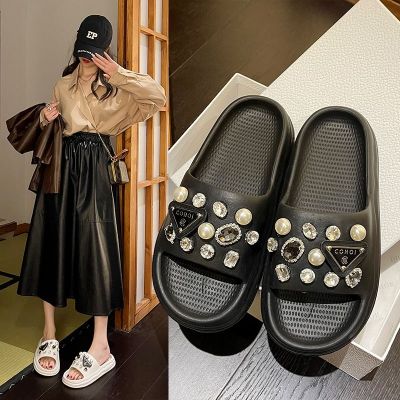 【Hot Sale】2023 new Fashion Bottom Hole Shoes Womens Thick Heightening Non-slip Net Beach Sandals and Slippers Outerwear