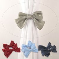 【LZ】☎✁▪  Bowknot Cortina Buckle Clip Chiffon Strap Pendurado Cortina Titulares Moda Home Decor Bow Beads Tieback Tieback Bonito 2pcs