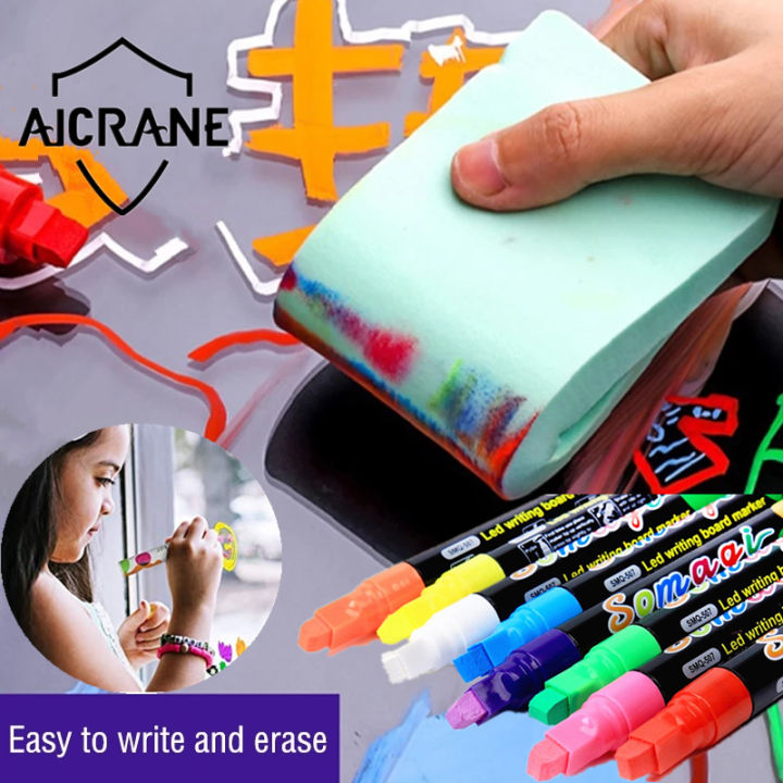 AICRANE 7mm Flat head highlighter pen Liquid chalk Washable Window