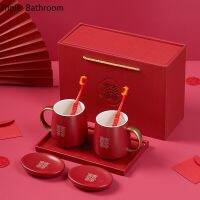 Marry Red Ceramics Tooth Mug Storage Holder Bathroom Couples Gargle Cup Toothbrush Storage Tools Soap Dish Wedding Gifts