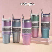 แก้วเก็บความเย็น 890 ml.(30 ออนซ์) พร้อมหลอด Vacuum insulated mug แก้วเก็บอุณหภูมิ แก้วสแตนเลส