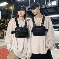 Nylon Chest Rig Bag Black Vest Bag Black Hip Hop Streetwear Functional Tactical Harness Chest Bag for Men 【JULE】