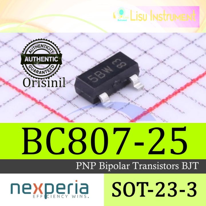 BC807-25 BC807 5B 45V 500mA PNP Bipolar Transistors BJT SOT-23-3 ...