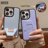 เคสโทรศัพท์หนังมีที่เก็บขาตั้งพับได้ของ HOCE สำหรับ iPhone 14 13 12 11 Pro Max 14 Plus ฝาครอบหลังป้องกันช่องเสียบบัตร