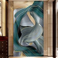 Modern Nordic Luxury Abstract Blue Ribbon Canvas Wall Art - Elegant Room Decor ภาพวาดโปสเตอร์พิมพ์-Best Seller