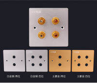 1520pcs RCA Audio Video Panel With RCA Jack Female 2 Holes 4 Digits Speaker Wall Plate Silver Gold 86x86mm Aluminum Alloy