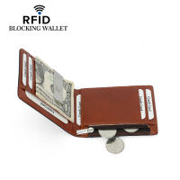 คลิปเงิน RFID หนังแท้ที่มีคุณภาพสูง Crad Holder สำหรับผู้ชาย