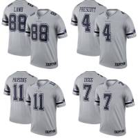 NFL Dallas Cowboys Jersey Prescot Diggs Parsons Lamd Tshirt Gray Inverted Sports Tee Plus Size