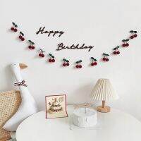 INS Cherry Garland Decoration 1st 2nd 3rd Birthday Party Red Bayberry Fruit Hanging for Kids Bedroom Baby Shower Garland Banners Streamers Confetti