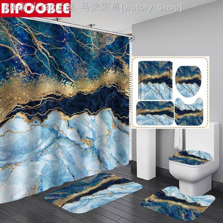 cw-gold-marble-mosaic-with-veins-shower-curtains-toilet-lid-cover-mats-non-slip-rugs