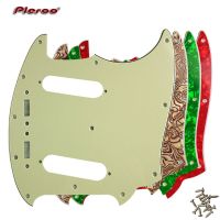 Pleroo รอยขีดข่วนแผ้นปิ๊กกีตาร์ออกแบบได้ตามต้องการ-สำหรับเรามัสแตง Pickguard กีตาร์รอยขีดข่วนแผ้นมีหลายสีให้เลือก